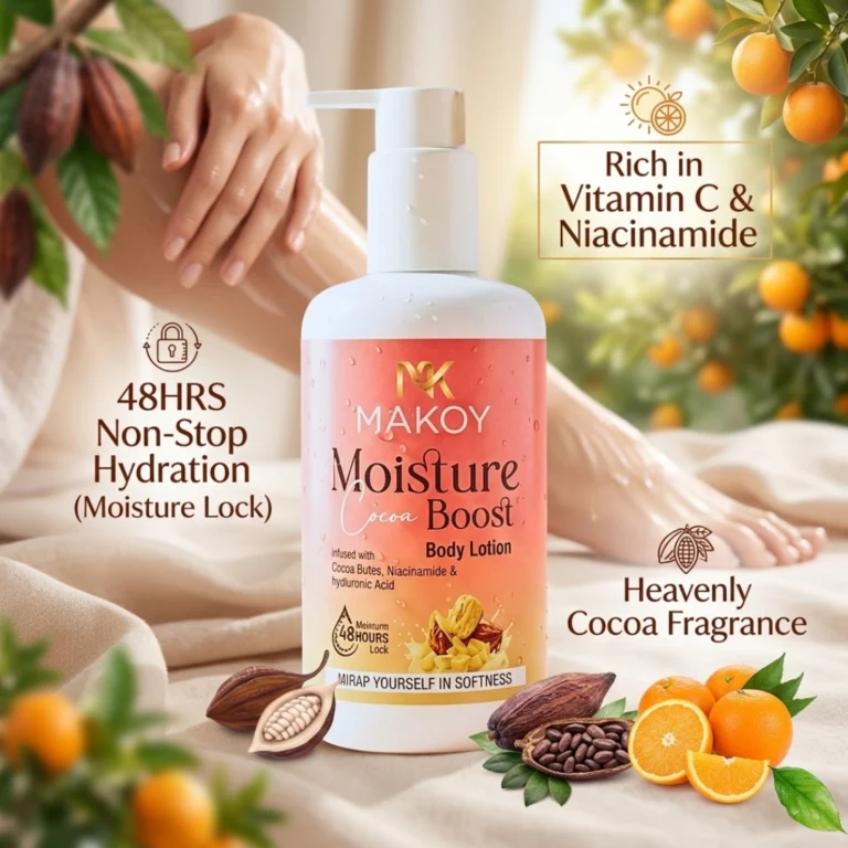 Makoy Moisture Cocoa Boost Body Lotion with Vitamin C, Niacinamide and 48 Hours Non-Stop Hydration