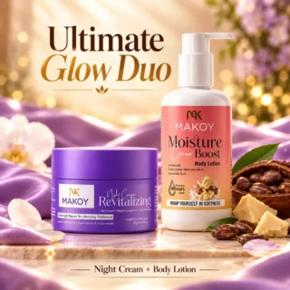 MAKOY Ultimate Glow Duo - Revitalizing Night Cream and Moisture Boost Cocoa Body Lotion